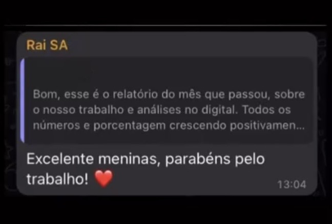 Feedback de cliente sobre o relatório de resultados